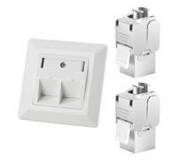 1x Enchufe De Red De Datos Keystone Montaje Empotrado, 2X Módulo Keystone Blindado RJ45, con Toma RJ45 Apantallada Carcasa Metálicaconector De Datos Cable De Red