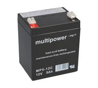 1x Multipower Batería De Plomo MP5-12C Pb 12V 5Ah Ciclo Resistente, Faston 6,3