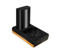 1x Premium-Batería 3500 mAh + Cargador Doble (USB, mit LCD) para DMW-BLJ31 Compatible con Panasonic Lumix DC-S1, S1R, S1H - Incl. Cable Micro USB (se Pueden Cargar 2 baterías simultáneamente)