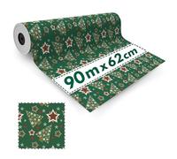 1x Rollo de Papel de Regalo Christmas Pine Trees 62cmx90m - Papel de envoltura para Navidad, Reciclable