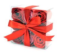 1x Set of 9 Soap Flowers - Red Roses