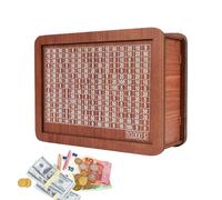 1x Wooden Money Bank - Decorative Money Bank Box | 10,000 Saving Challenge Moneyy Banks with Numbers Ticks, Reusable Saving Challenge Box with Counter, Decorative Retro Coin Banks For Kids Adults