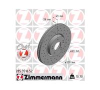 1x ZIMMERMANN Disco De Freno SPORT Z Ø320mm Delantero Para HYUNDAI FE