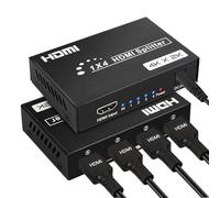 1x4 Splitter HDMI 4 Puertos, Divisor HDMI 1 Entrada 4 Salidas Distribuidor de Audio y Video, Admite 4K@30Hz, 3D, 1080P, HDCP para PS4 Xbox HDTV Proyector DVD