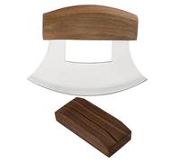 1xAll-Purpose Rockings Chopper - Traditional Italian Mezzalunaa | mezaluna Knife For Chopping, Veggie Dicer Manual Cutter, Stainless Salad Chopper, Anti-Slip Handle Alaskan Cutters With Wooden Stand