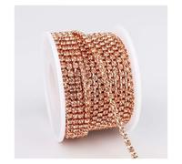 1Yard 10Yards/Roll Shiny Crystal Rhinestone Chain Sew-On Glue-On For Clothes Jewelry Apparel Accessories Trim Cup(Champagne,1 Yard - Pack,2.8mm)