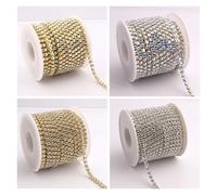 1Yard 10Yards/Roll Shiny Crystal Rhinestone Chain Sew-On Glue-On For Clothes Jewelry Apparel Accessories Trim Cup(Light Pink Crystal,10Yards,2.8mm)