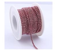 1Yard 10Yards/Roll Shiny Crystal Rhinestone Chain Sew-On Glue-On For Clothes Jewelry Apparel Accessories Trim Cup(Light Pink Crystal,1 Yard - Pack,2.5mm)