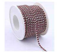 1Yard 10Yards/Roll Shiny Crystal Rhinestone Chain Sew-On Glue-On For Clothes Jewelry Apparel Accessories Trim Cup(Dark Red,10Yards,2.8mm)