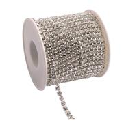 1Yard 10Yards/Roll Shiny Crystal Rhinestone Chain Sew-On Glue-On For Clothes Jewelry Apparel Accessories Trim Cup(Crystal Silver,10Yards,SS6(2.0mm))