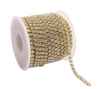 1Yard 10Yards/Roll Shiny Crystal Rhinestone Chain Sew-On Glue-On For Clothes Jewelry Apparel Accessories Trim Cup(Crystal Gold,1 Yard - Pack,SS12(3.0mm))