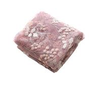1Yard/lot 130cm Pink Purple Sequins Embroidery 3D Flowers Mesh Lace Fabric Diy Wedding Dress Designer Handmade Cloth
