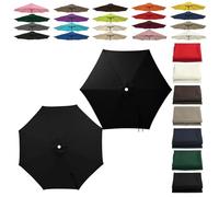 2.0 3.0 4.0m Recambio Toldo Sombrilla Terraza Exterior 6/8 Varillas impermeable, Cubierta Tela Sombrillas Jardin Grandes Parasol Patio Playa, Proteccion UV y Viento(Black,6-RIBS-7.1FT/2.15m)