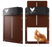 2.0 Abridor automático de puerta con solapa de pollo, abridor de puerta, gallinero, puerta automática de pollo con sensor de luz, incluye deslizador con rieles guía, cría segura de pollos