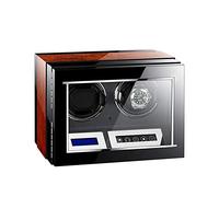 2+0 Automatic Wood Unisex Watch Winder, Remote Control LCD Display Touch Screen Rotation Winders Deluxe Silent Motor Pine Box