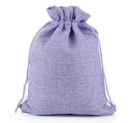 2-10 Unids Cordón de Yute Bolsa de Arpillera Natural Bolsas de Regalo de Yute Empaque de Joyas de Varios Tamaños Bolsas de Arpillera Diy para Boda Logotipo Personalizable-purple-5Pcs 15x20CM