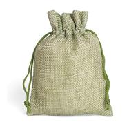 2-10 Unids Cordón de Yute Bolsa de Arpillera Natural Bolsas de Regalo de Yute Empaquetado de Joyas de Varios Tamaños Bolsas de Arpillera Diy para Boda Logotipo Personalizable-verde-10Pcs 7X9CM
