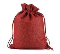 2-10 Unids Cordón de Yute Bolsa de Arpillera Natural Bolsas de Regalo de Yute Empaquetado de Joyas de Varios Tamaños Bolsas de Arpillera Diy para Boda Logotipo Personalizable-vino rojo-5Pcs 15x20CM
