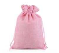 2-10 Unids Cordón de Yute Bolsa de Arpillera Natural Bolsas de Regalo de Yute Multi Tamaño Empaque de Joyas Boda Diy Bolsas de Arpillera Logo Personalizable-rosa-5Pcs 15x20CM