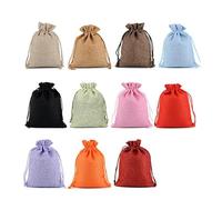 2-10 Unids Yute Cordón Bolsa de Arpillera Natural Bolsas de Regalo de Yute Embalaje de Joyas de Varios Tamaños Boda Diy Bolsas de Arpillera Logotipo Personalizable-Color de la Mezcla-5 Unids 15x20CM