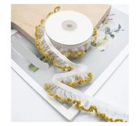 2/10meter Elastic Ruffle Lace Ribbon Sheer Chiffon Trim Fabric For DIY Apparel Sewing Handmade Accessories 2cm(Type A coffee,2yard)