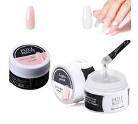 2 * 15 ml Kit Gel de Uñas para Constructor, Gel Constructor Uñas Profesional, para Extensiones y Modelado,para Principiantes y Profesionales (Transparent Color, Nude Pink)