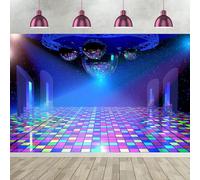 2.1x1.5m Telón de Fondo Disco Vintage 70s 80s 90s Bola Disco Escenario fotografia Fondo Night Club Neon Musica Dance Let's Glow Crazy Birthday Disco Theme Party Decorations Banner Photo Booth Props