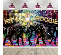 2.1x1.5m Telón de Fondo Disco Volver 60s 70s 80s 90s Let's Boogie Disco Dancing Night Let's Glow Crazy Photography Background Disco Theme Birthday Party Decorations Banner Photo Booth Props
