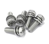 2-25 piezas de acero inoxidable 304, cruz hexagonal, tres tornillos de combinación, junta, arandela elástica, perno GB9074.13, cavidad hexagonal, M3, M4, M5, M6, M8, M10(12mm,M4 (20Pcs))