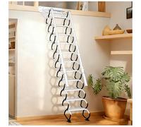 2.25m Escalera de ático de Pared, Escalera Mural retráctil con 2 pasamanos, Escalera retráctil de ático de 9 escalones, Plegable y abatible, para Interiores, almacenes, sótanos y garajes (2.2-2.3m)