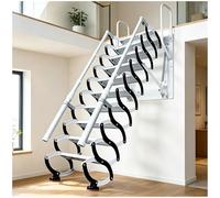 2.25m Escalera telescópica para ático, Escaleras de Loft montadas en la Pared Que se despliegan hacia Abajo, Escalera Mural retráctil con 2 barandillas, Capacidad 350 kg,Antideslizantes (9 escalones)