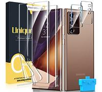 [2 + 2Paquete] UniqueMe Compatible con Samsung Note 20 Ultra - Protector de pantalla de TPU + protector de lente de cámara de 6.2 pulgadas [Sin burbujas] [No para Samsung S21 Plus].