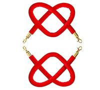 2 3 4 5 6 7 8 9 10 12 Feet Stanchion Rope with Snap Clips,2 Pcs Velvet Queue Barrier Rope, for Hotels Theater Wedding Nursery Bank Concerts Crowd Control(Red,0.6m/2ft)