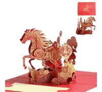 2/3/4 pcs* 3D Foil Stamping NewYears Greeting Cards 2026 - Year of the Horse Design with Envelopes, Red Lunar NewYears Blessings Cards for Family and Friends (4)