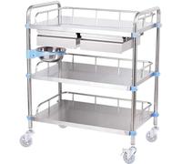2/3-Layer Lab Medical Cart Acero Inoxidable Cuatro Ruedas Universal Rolling Lab Medical Equipment Cart Trolley For Lab Hospital Clinics (Color : F)