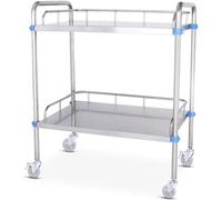 2/3-Layer Lab Medical Cart Acero Inoxidable Cuatro Ruedas Universal Rolling Lab Medical Equipment Cart Trolley For Lab Hospital Clinics (Color : A)