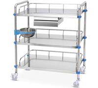 2/3-Layer Lab Medical Cart Acero Inoxidable Cuatro Ruedas Universal Rolling Lab Medical Equipment Cart Trolley For Lab Hospital Clinics (Color : E)