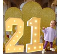 2.3 pies iluminados números 21 marquesina número gigante mosaico números marco DIY marco de espuma precortada kit decoración cumpleaños número grande cartón blanco
