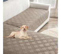 2 3 Plazas Funda De Sofá Impermeable 2 Piezas Funda De Sofá Chaise Longue para Ccama De Perro Manta para Mascotas Cubre Sofa Protector Antideslizante(Camello)