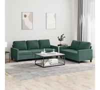 2+3 Seater Velvet Sofa Set Dark Green with Cushions, Modern Living Room Furniture for Relaxing, Reading, TV Watching, Soft Plush Fabric, Sturdy Wood Metal Structure, Comfortable Seating Experience