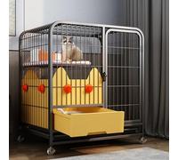 2/3 - Tier Cat Cages Indoor with Litter Box, Heavy Duty Metal Mesh Cat Enclosure, Cats House Pets Playpen with 4-Locking Wheel Casters, Easy to Assemble and Clean, Black(78 * 55 * 85cm)