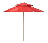 Φ2.300cm/7.5ft Round Beach Outdoor Windproof Garden Double Canopy Parasol, Can Be Tilted Angle Height, Waterproof and Sunscreen, Sun Umbrella, Balcony, Patio, Courtyard, Park