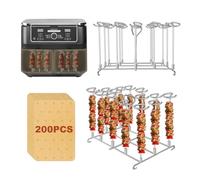 2×304 Freidoras de Aire Caliente de Acero Inoxidable para Ninja Foodi AF500EU/ AF400 EU/AF300EU/SL400EU/Cosori Dual Zone Airfryer con 28 Pinchos y200 Papel de Horno (2 Piezas)