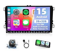 2+32G Android 13 Auto Radio Coche para VW Golf 5 6 Passat Polo Touran T5 Carplay Android Auto，2 DIN 9 Pulgadas Radio de Pantalla táctil Bluetooth Multimedia con navegación GPS WiFi FM Mirror Link