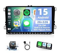 2+32G Android 13 Auto Radio Coche para VW Golf 5 6 Touran EOS Tiguan Polo Carplay Android Auto，2 DIN 9 Pulgadas Radio de Pantalla táctil Bluetooth Multimedia con navegación GPS WiFi FM Mirror Link