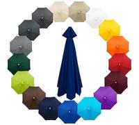 2.3m 2.7m 3.0m 4.0m Replacement Parasol Canopy 6/8 Ribs for Garden Umbrellas, Waterproof and UV Protected Polyester Fabric Market Parasol Cover Top, Canopy Only(Blue,8-RIBS-8.8FT/2.70m)