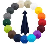 2.3m 2.7m 3.0m 4.0m Replacement Parasol Canopy 6/8 Ribs for Garden Umbrellas, Waterproof and UV Protected Polyester Fabric Market Parasol Cover Top, Canopy Only(Dark Blue,8-RIBS-11.5FT/3.50m)