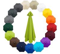 2.3m 2.7m 3.0m 4.0m Replacement Parasol Canopy 6/8 Ribs for Garden Umbrellas, Waterproof and UV Protected Polyester Fabric Market Parasol Cover Top, Canopy Only(Light Green,8-RIBS-8.8FT/2.70m)