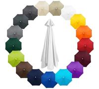 2.3m 2.7m 3.0m 4.0m Replacement Parasol Canopy 6/8 Ribs for Garden Umbrellas, Waterproof and UV Protected Polyester Fabric Market Parasol Cover Top, Canopy Only(White,8-RIBS-11.5FT/3.50m)