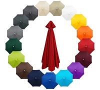 2.3m 2.7m 3.0m 4.0m Replacement Parasol Canopy 6/8 Ribs for Garden Umbrellas, Waterproof and UV Protected Polyester Fabric Market Parasol Cover Top, Canopy Only(Red,8-RIBS-6.6FT/2.0m)